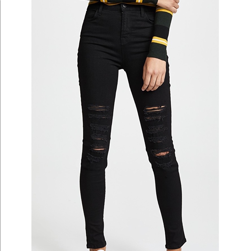 J brand Maria Distressed Black Jeans 25